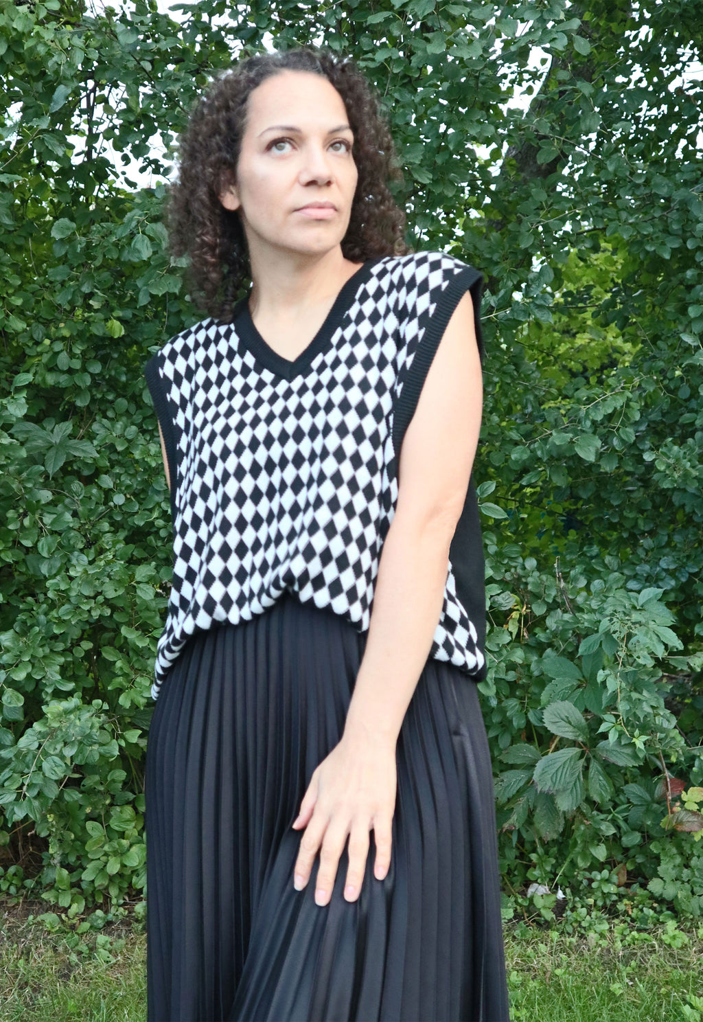 Black & White Check Sweater Vest