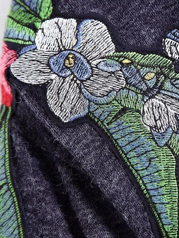 The Wild Night Embroidered Floral Patch Tshirt