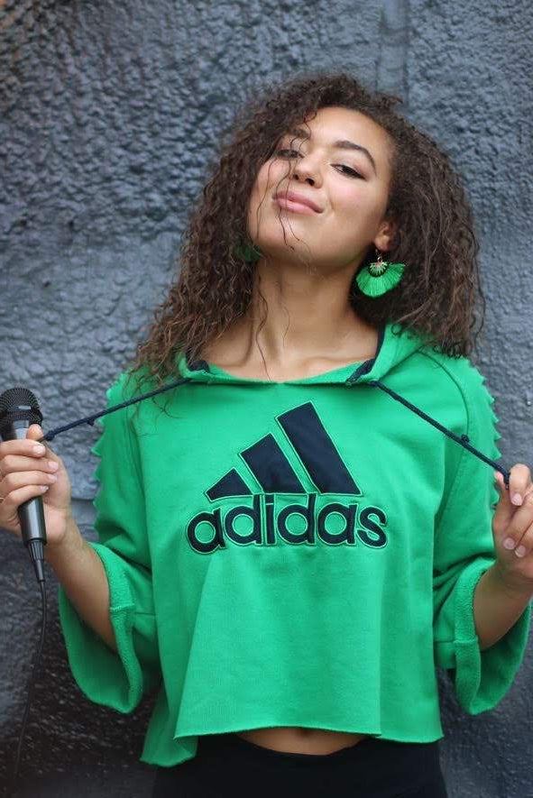 adidas cut out shoulder sweatshirt