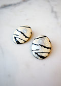 80s Cream & Black Splatter Paint Earrings