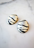 80s Cream & Black Splatter Paint Earrings