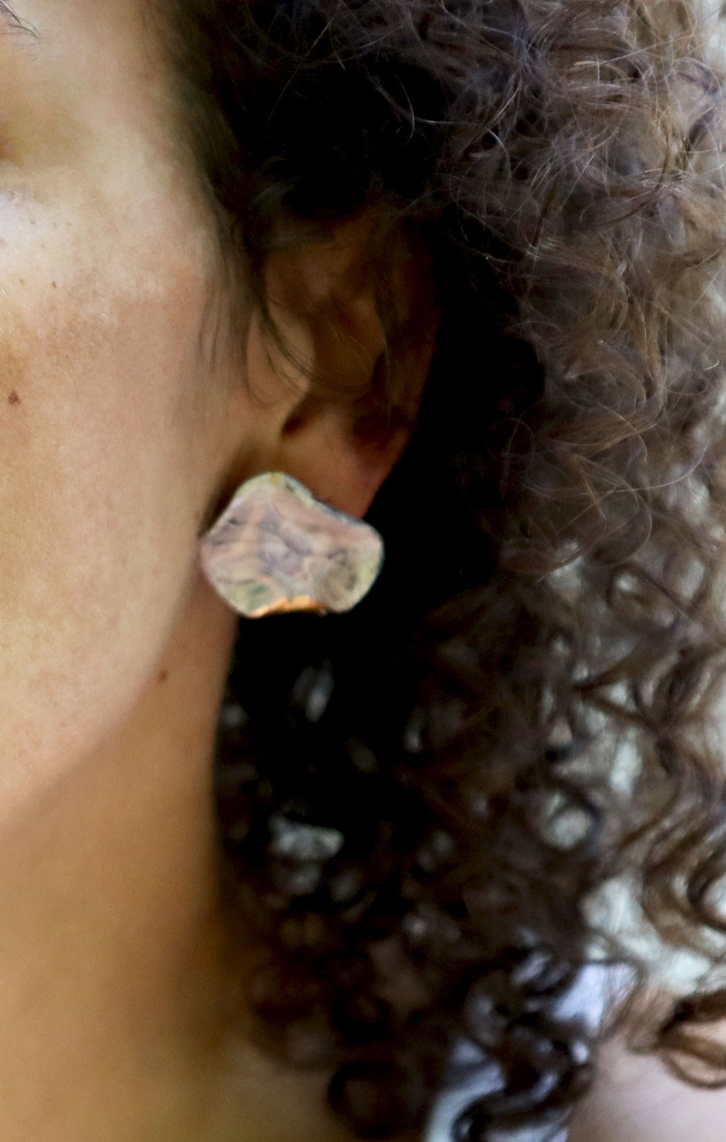 Vintage Lilac & Gold Ceramic Glazed Earrings