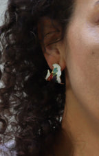 Vintage Bright Floral Cloisonné Enamel Earrings